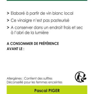 Contre Etiquette Vinaigre Vin Blanc